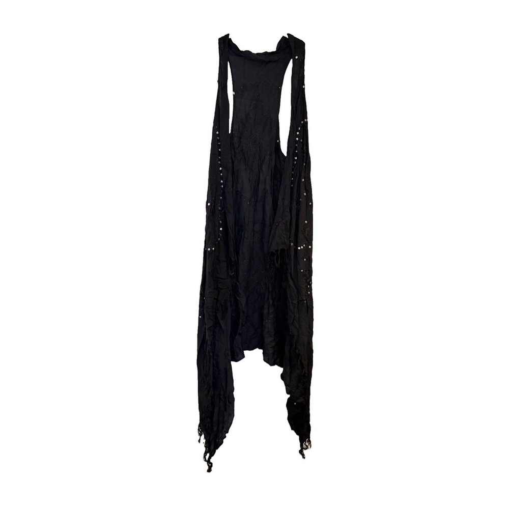 Unbranded Black Duster Vest Womens OS Festival Sequin Boho Fringe Swim